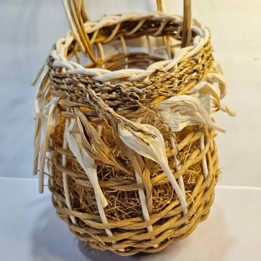 Handmade Woven Basket. Wall decor. Flat on one side.